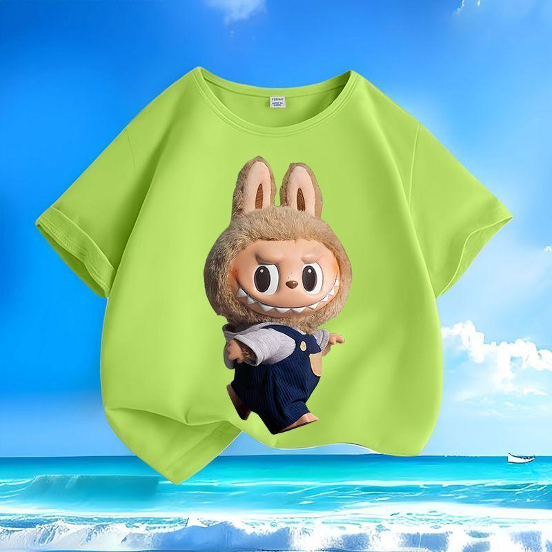 LABUBU Cartoon Fashion Short Sleeve Street Style Versatile 2025 for Boys and Girls