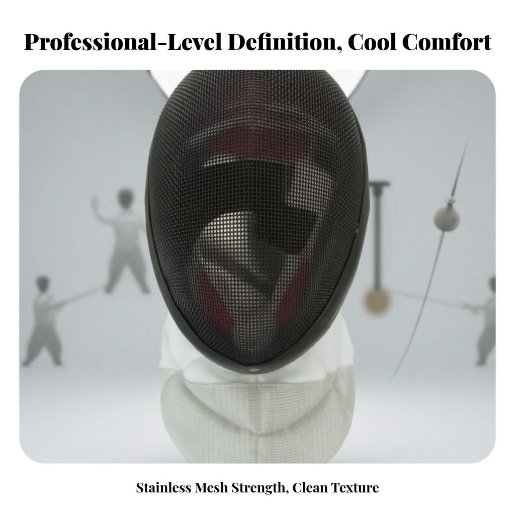 Foil Fencing Mask Clear Vision with Bib Adjustable for Sparring
