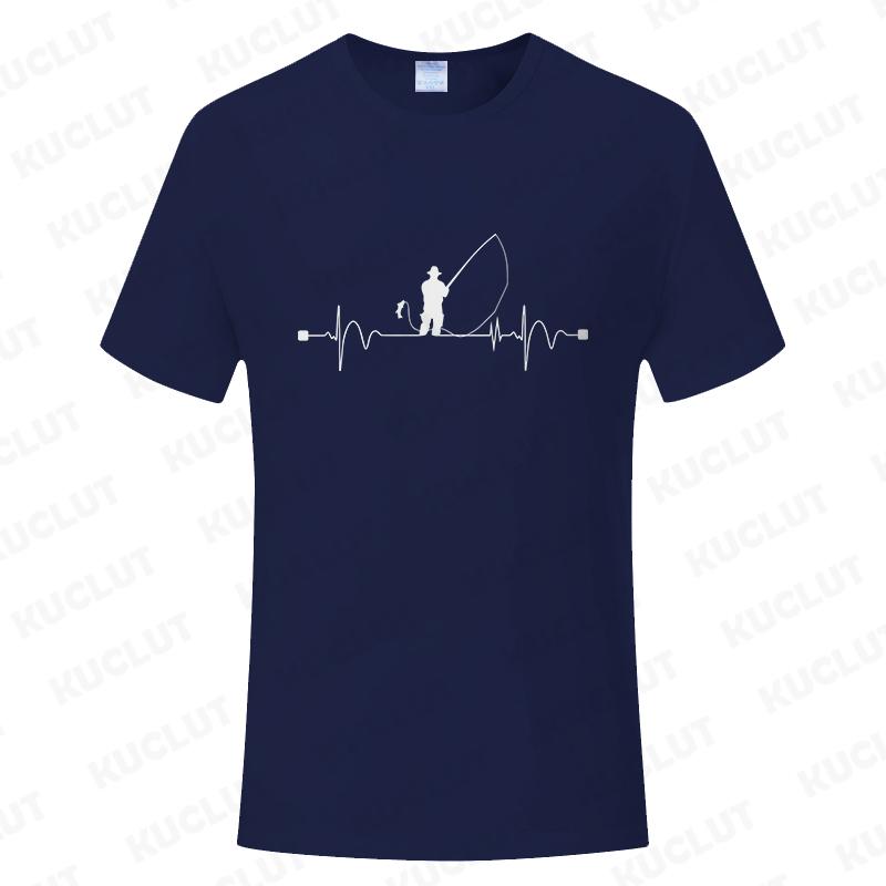 Fishing ECG Mens Tshirt Funny Design Graphic Y2k Tops Summer Male Clothing O Neck Short Sleeve Tees Gifts for Fishing Lovers