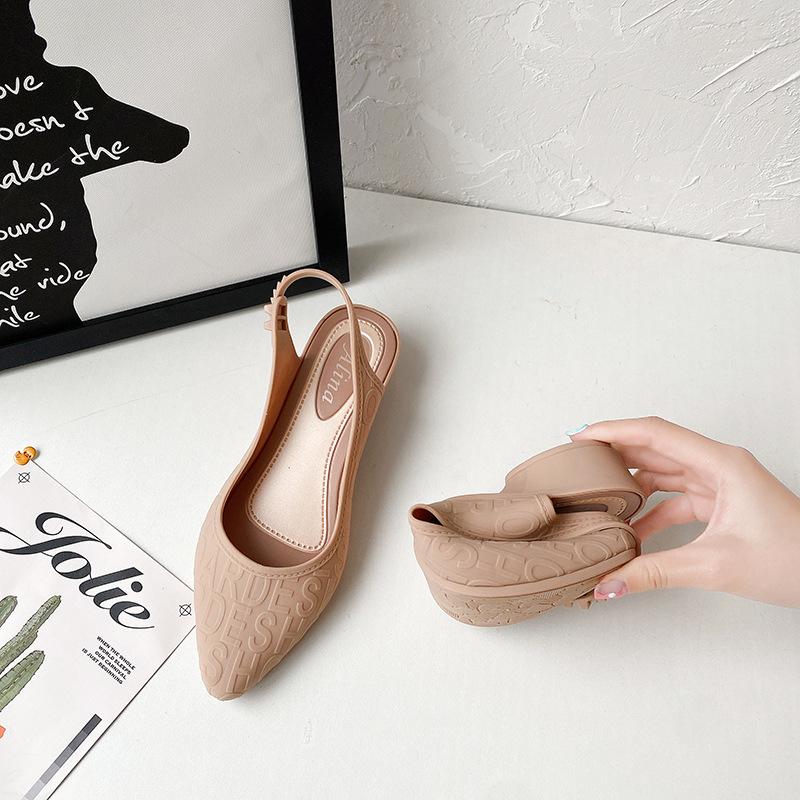 Sandali estivi in gelatina con bocca poco profonda, fondo piatto, suola morbida, scarpe da lavoro basse, casual, coreane, in plastica