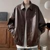 Pánská móda Motocyklový kabát z umělé kůže Volné Vintage bundy Pilot Jacket