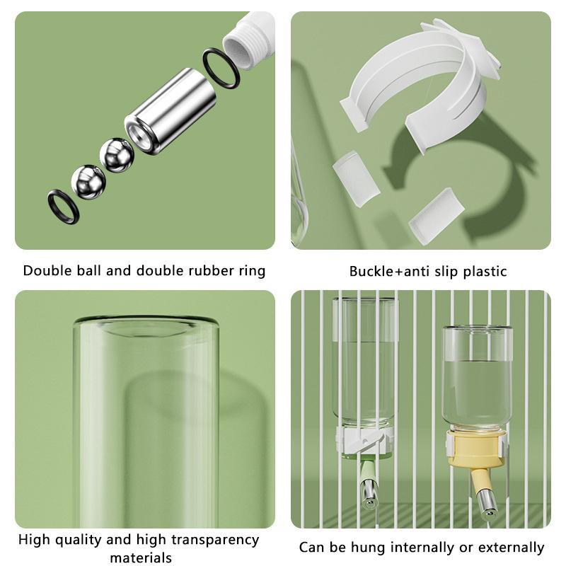 Nepropustná napáječka pro křečky, dávkovač vody, krmítko, závěsná korálová hlava, psy, morče, veverky, králíky, napáječka