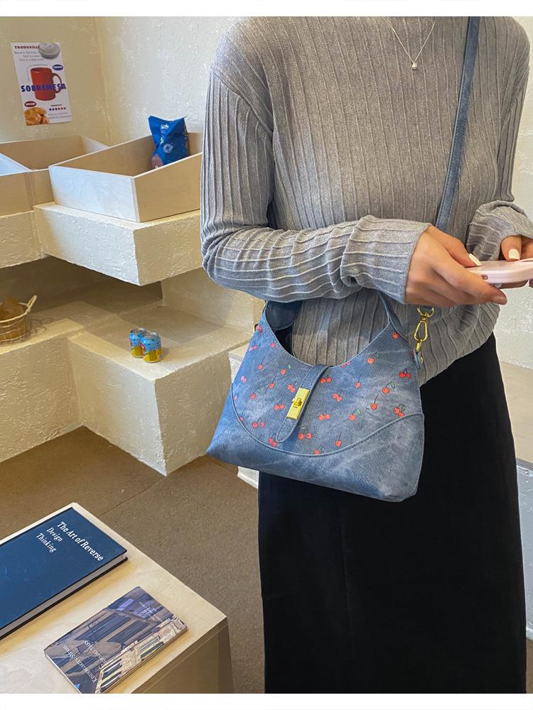 Women's Large-Capacity Color-Block Tote Bag with Cute Print