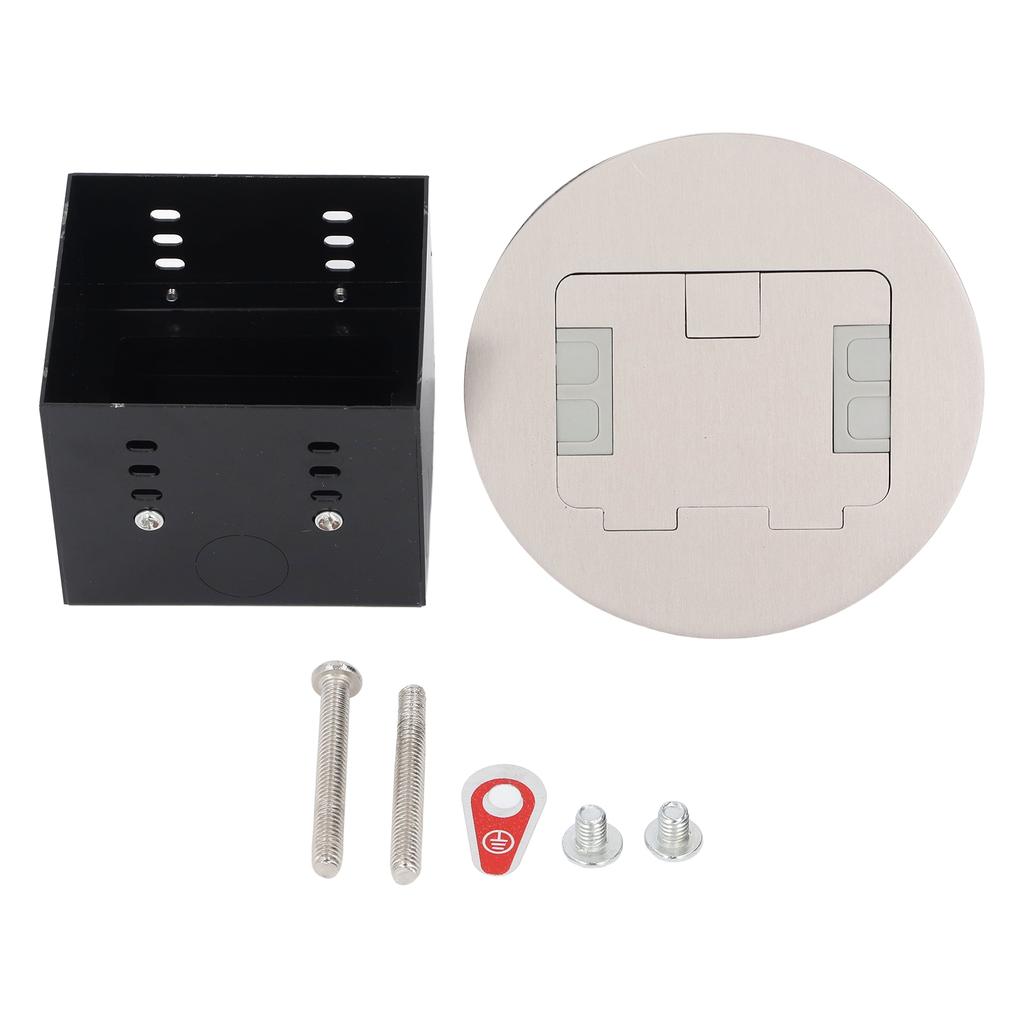 Bodeneinbaudose 20A Doppel 3-polige Standardsteckdosen Edelstahl Rund Elektrische Steckdose