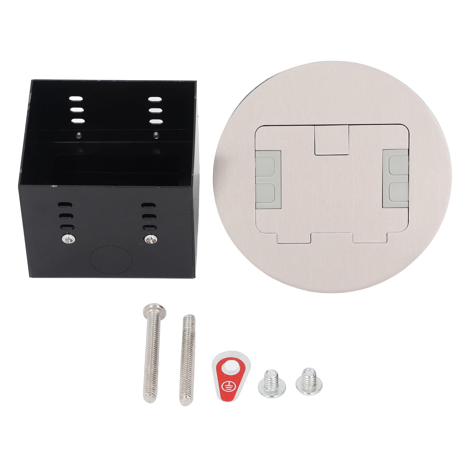 

Recessed Floor Outlet 20A Dual 3 Prong Standard Sockets Stainless Steel Round Electrical Receptacle