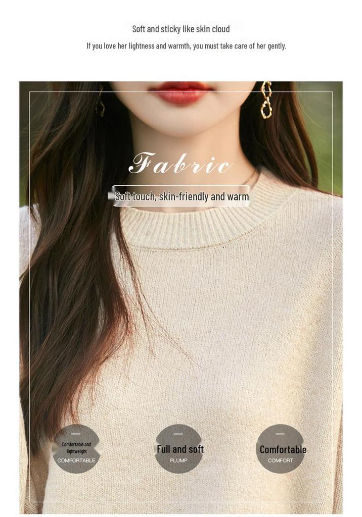 Women's Loose Fit Speckled Yarn Pullover Sweater - Heather Round Neck Knit for Autumn/Winter
