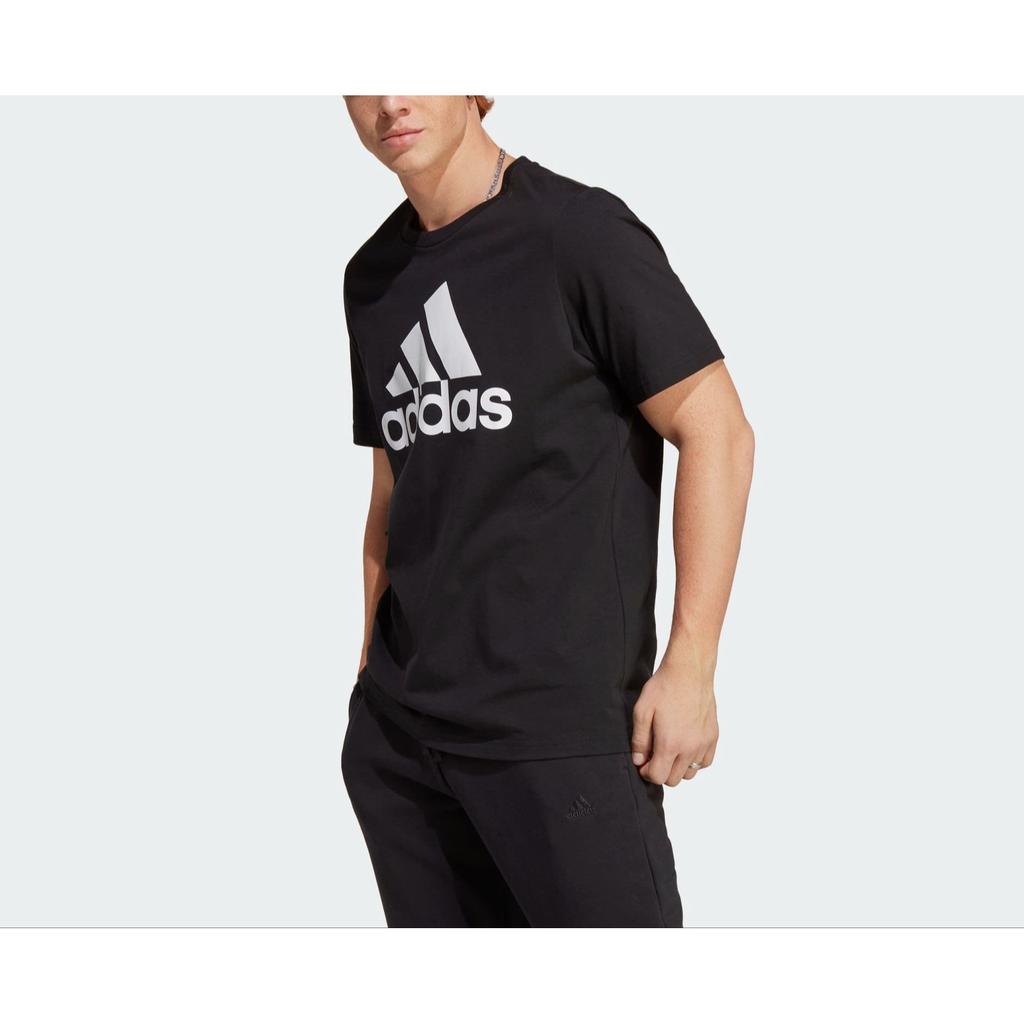 Adidas Logo Print Casual Round Neck Short Sleeve T-Shirt Men Tops Black IC9347
