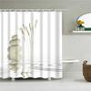 Lotus Buddha Rose Flower Green Leaves Lavender Butterfly Bathroom Accessories Set Shower Curtain with 12 Hooks