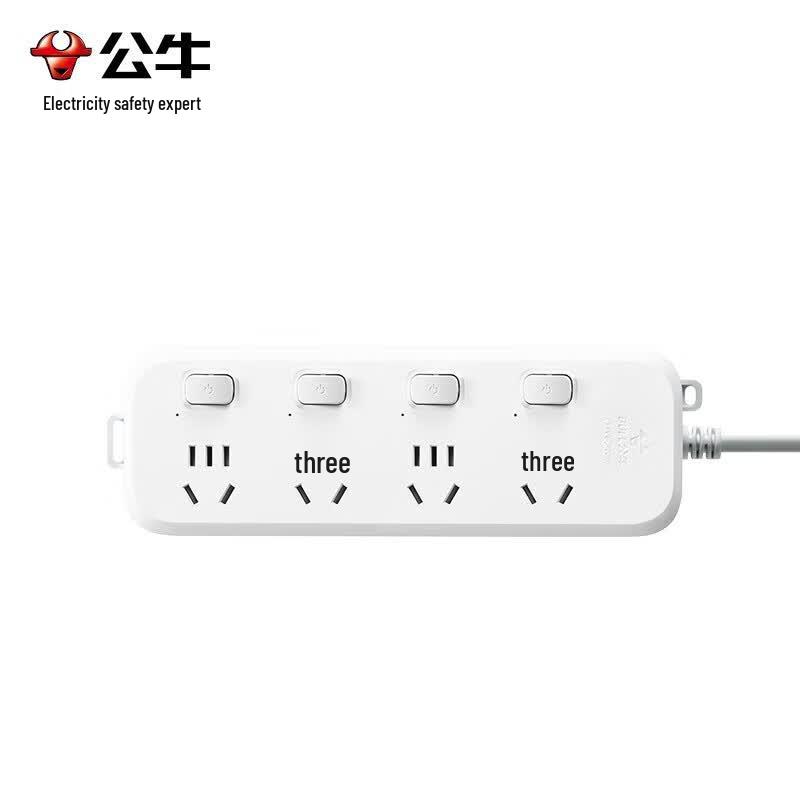 BULL New National Standard 4-Outlet Individual Control Power Strip CN Plug (adapter Included)