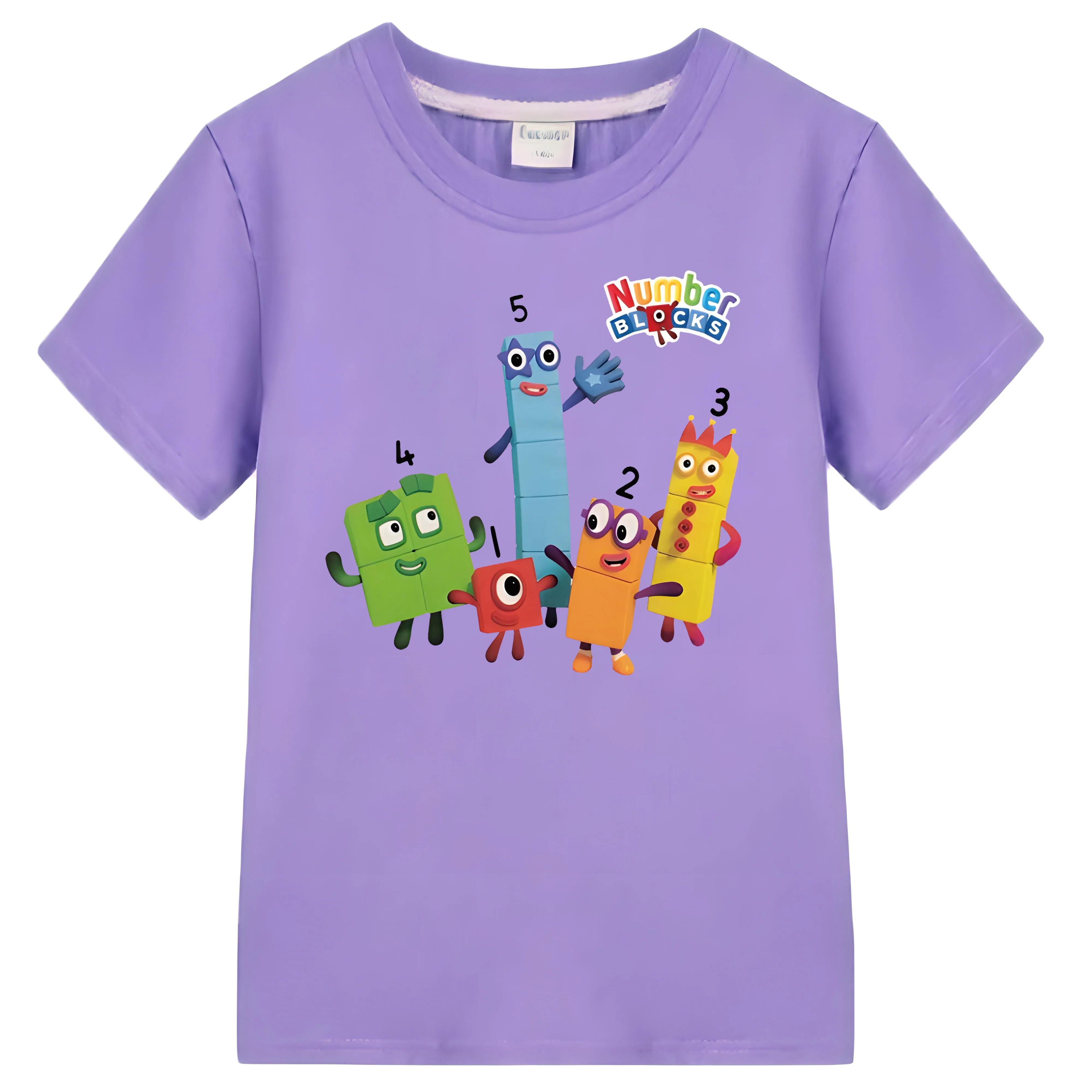 

Футболка с принтом NumberBlocks, топы с героями мультфильмов, хлопковые короткие футболки с рисунком аниме, цельная футболка y2k для детей, мальчиков 10 лет, детская одежда для девочек 120 фиолетовый