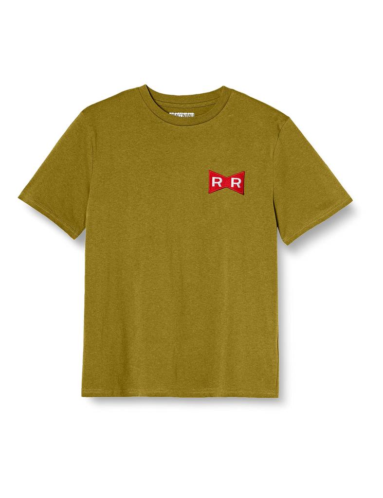 Dragon Ball Z Short Sleeve Goku and Majin Buu Capsule Corporation Red Ribbon Khaki Ribbon Size S Men's T-Shirt, Army, (Red Army),