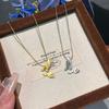 Gold Dot Diamond Brushed Butterfly Pendant Necklace Temperament Light Luxury Women'S Flash Collarbone Chain