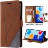 Case + Tempered GlassesFor Xiaomi Redmi Note 11 - Elegant Leather Effect - Brown - Use As a Kickstand