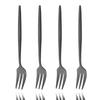 4Pcs Stainless Steel Tea Forks Black Gold Cake Fork Snack Salad Coffee Fruit Fork Mirror Cutlery Tableware Set Kitchen Utensils