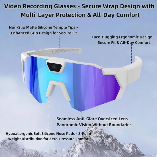 POV Glasses with Memory Card 4K Smart Baseball Sunglasses with Camera Photos Audios Videos Recording Lightweight Men Women Camera Wearable Eyewear