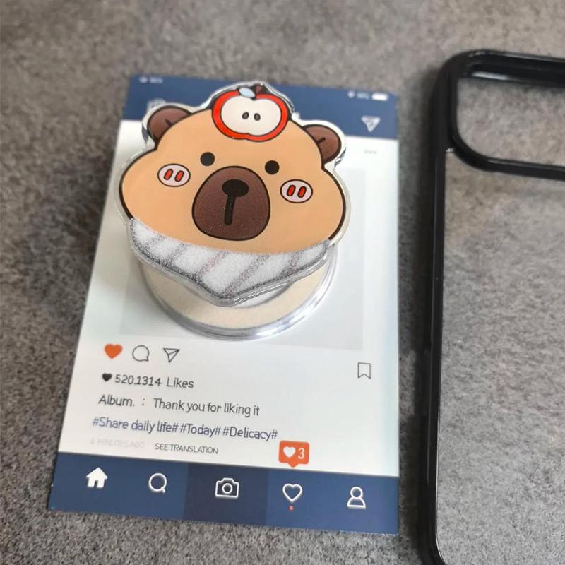 Ins Latest 3D Animation Capybara Magnetic Phone Holder For Ring Finger Expanding Stand Mobile Phone Accessories