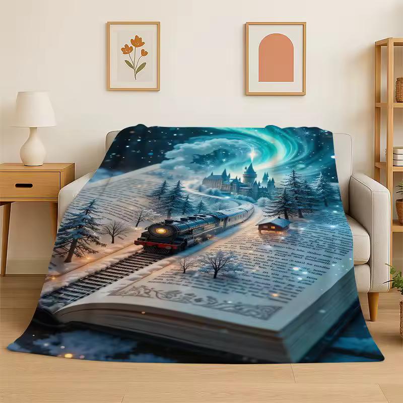 Magic Book Library Bookshelf Flannel Blanket Soft Throw Blanket for Bedroom Living Room Bed Travel Camping Picnic Nap Cover Gift