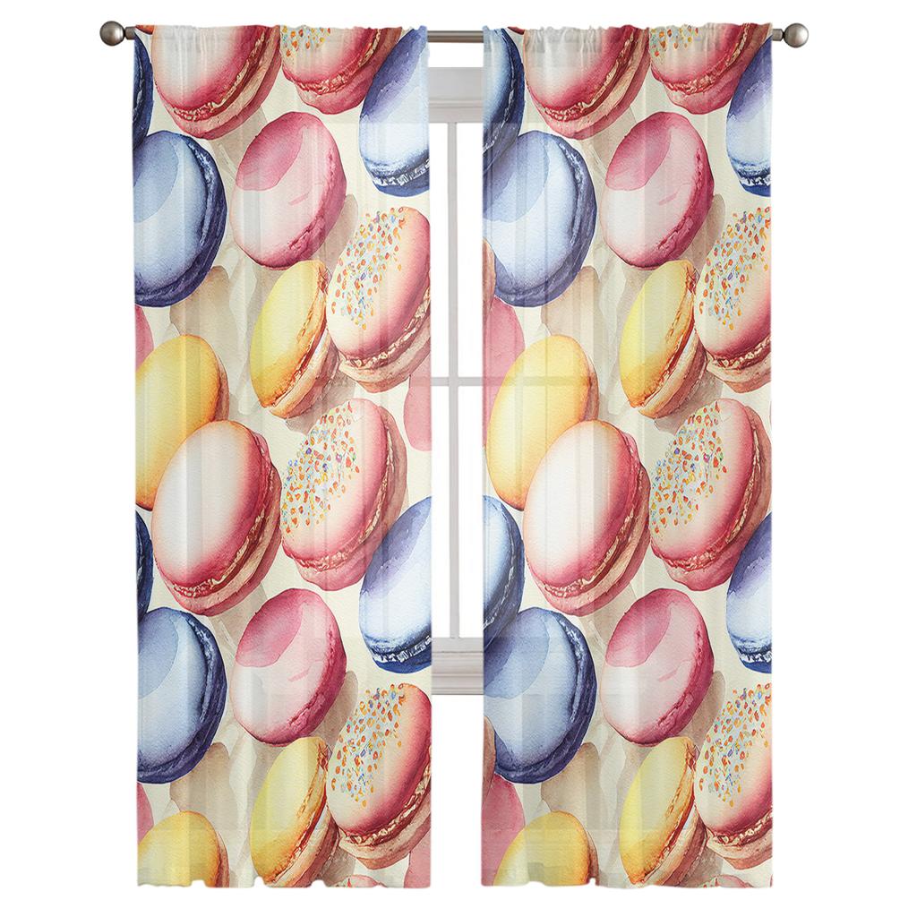 Watercolor Macaron Texture Sheer Curtains For Living Room Bedroom Kids Room Tulle Window Treatment Drapes