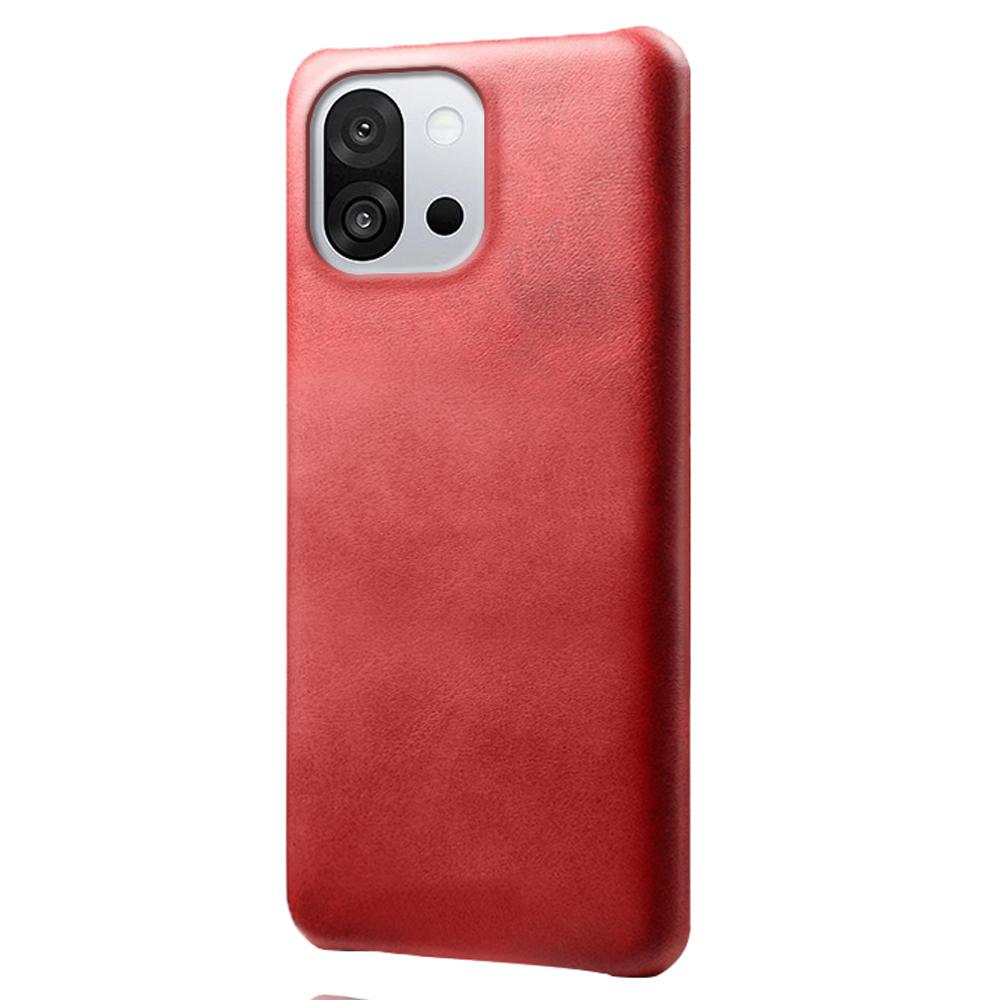 

For OnePlus 13T 5G Case Calf Texture PU Leather Hard PC Protective Phone Cover Red