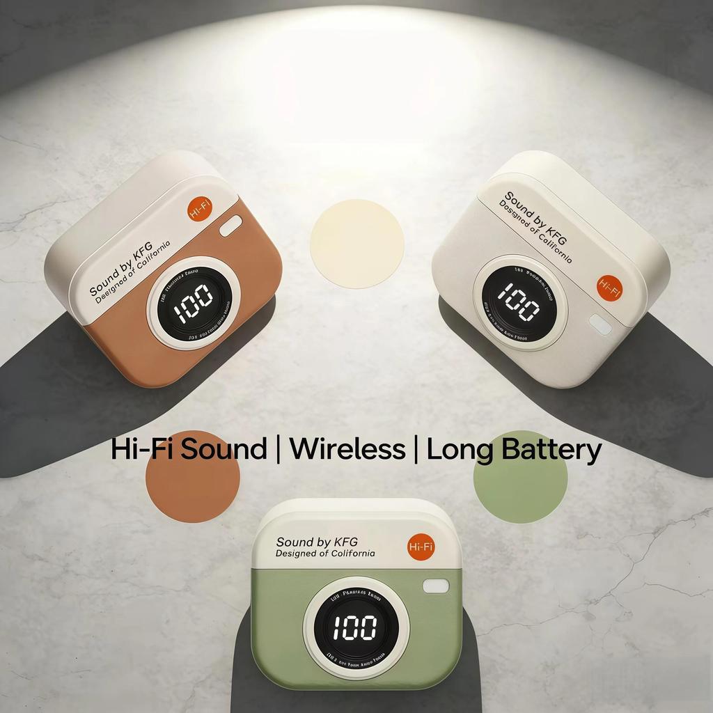 Wireless Bluetooth Headphones Retro Camera Creative Battery Level Display Music Earphones Long-Lasting Battery Life