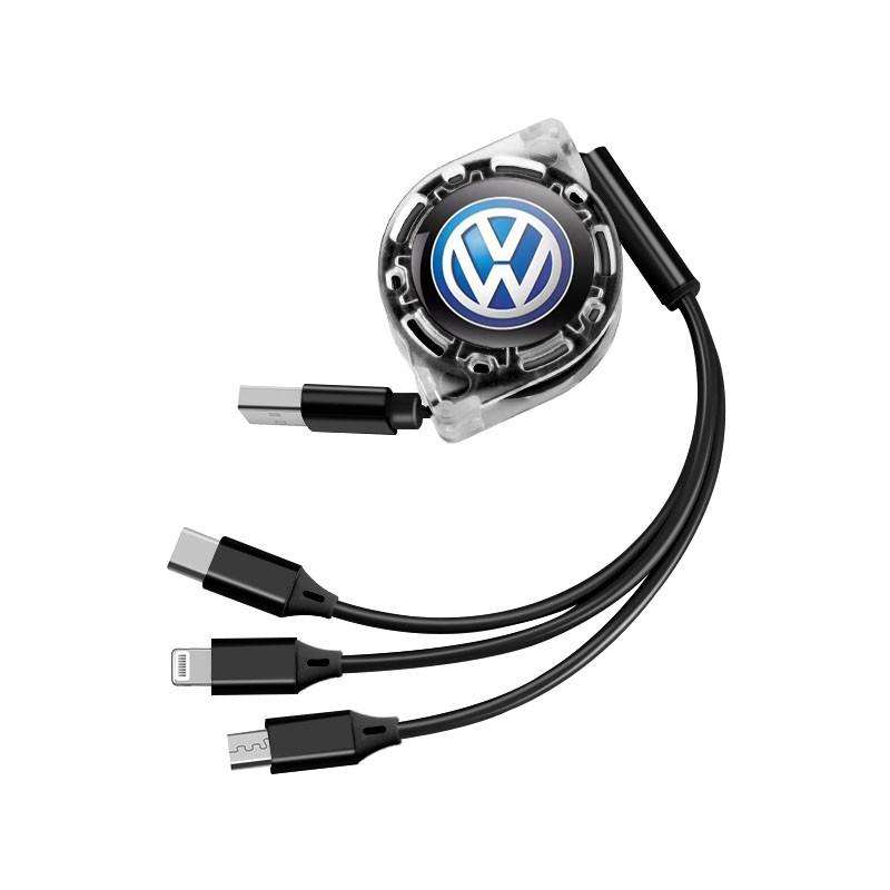 

Hot New 3 In 1 Micro USB Type C Charging Cable Multi Charger For Volkswagen RLine Golf GTI Passat Jetta Beetle B7 B5 Tiguan Scir