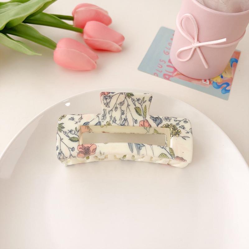 Printed Grab Clip Sweet Updo Shark Clip High-end Girl's Hair Clip and Hair Accessory