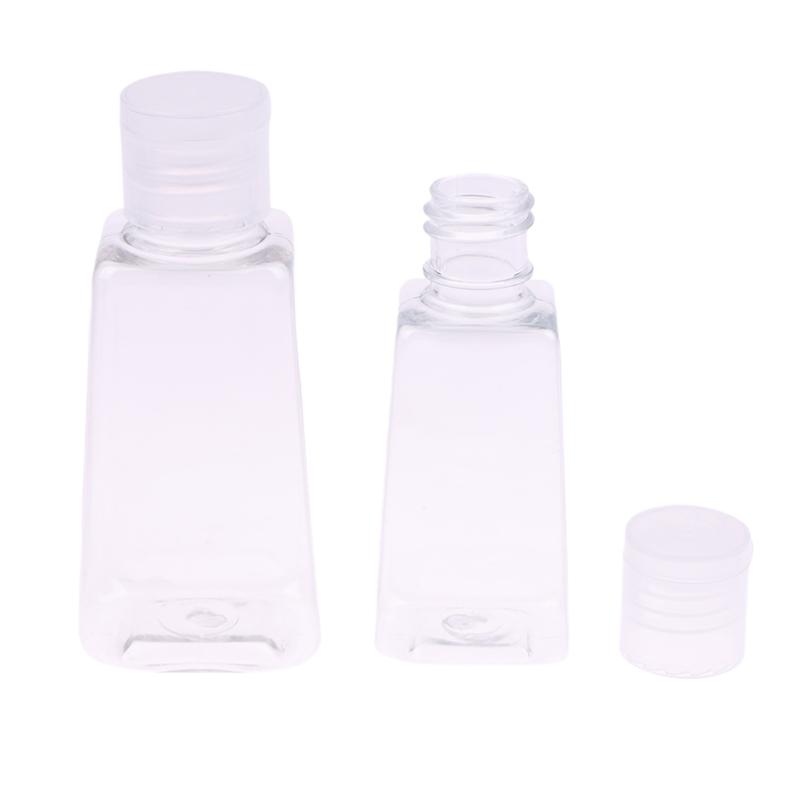 10Pcs 30/60Ml Trapezoidal Plastic Hand Sanitizer Bottles Dispenser Transparent Gel Reffillable Bottle Container With Filp Cap