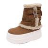 Women's Soft Elastic Mid-calf Thick Sole Winter Fur One Warm Cold Padded Snow Boots Non-slip Wear Casual Sports Pants Tube Boots