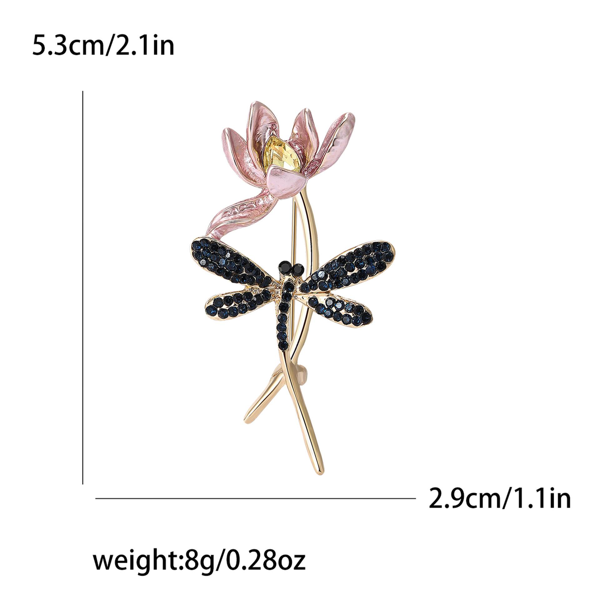 

Креативная брошь из сплава со стразами в виде лотоса стрекозы, элегантная женская брошь на шаль, украшение на булавку