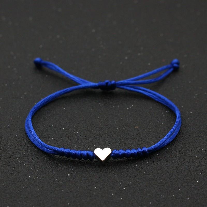 Tiny Heart Charm Bracelets for Women Girls Simple Blue Black Red Rope Chain Braided Bracelet Woven Jewelry Best Gifts Her