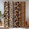 1Pc Multi-Pattern Shower Curtain Collection, Cow Print Leopard Cherry Bow Fabric Bath Decor With Hooks For Bathroom