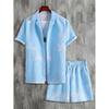 Seturi de cămașă cu mânecă scurtă pentru bărbați la modă, cu imprimeu, plajă, nucă de cocos, în carouri, costume hawaiene, cu rever, cămașă ocazională, pantaloni scurți, îmbrăcăminte stradală de vară 3D