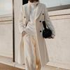 Lapel Double Breasted Woolen Suit Jacket Long Sleeve Solid Color Long Woolen Elegant Coat Female Clothing