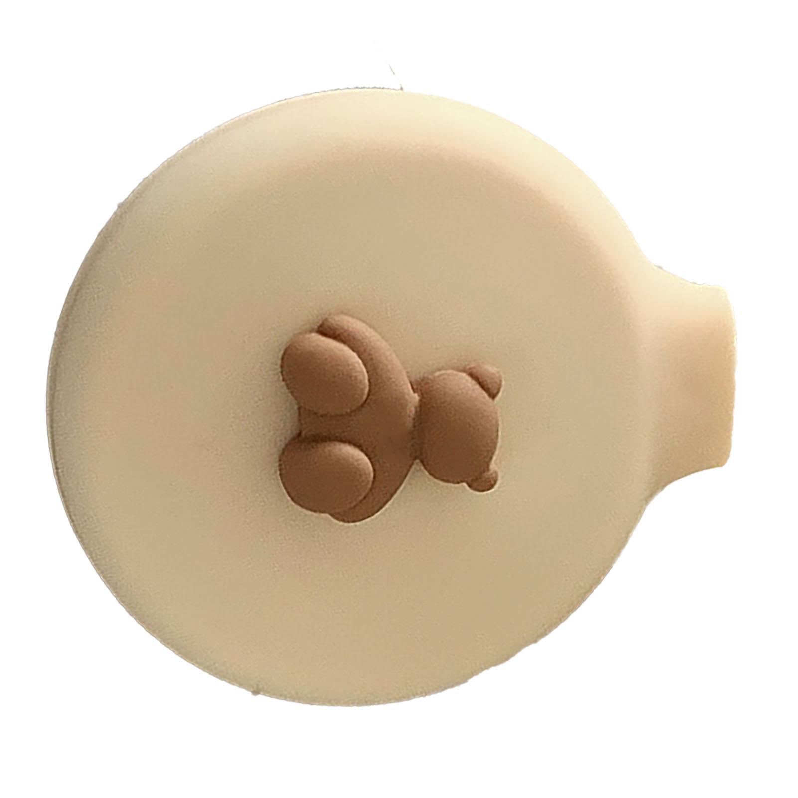 

Дорожная подушечная расческа круглой формы с декором в виде медведя, портативная складная расческа с зеркалом, бежевая бежевый