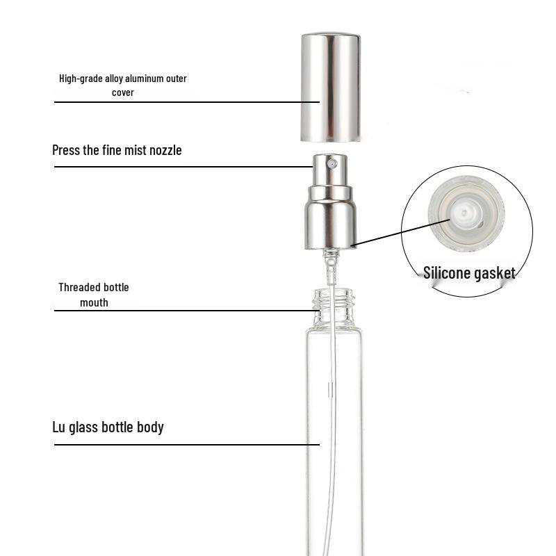 Transparent Glass Travel Spray Bottle for Perfume or Sunscreen 