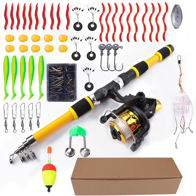 

Комбинированный комплект удилища и катушки FTK, включает спиннинговую катушку. (с линией), Удилище 1,8 м/4,9 фута, леска, искусственная бионическая приманка, грузило в комплекте. 1.8m/4.9ft жёлтый