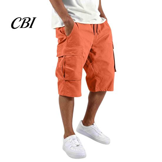 Men Shorts with Drawstring Summer for Men, Multi-Pocket Cargo Adjustable Elastic Skin-friendly Fabric Waistband, Loose Fit Sport Hiking Work