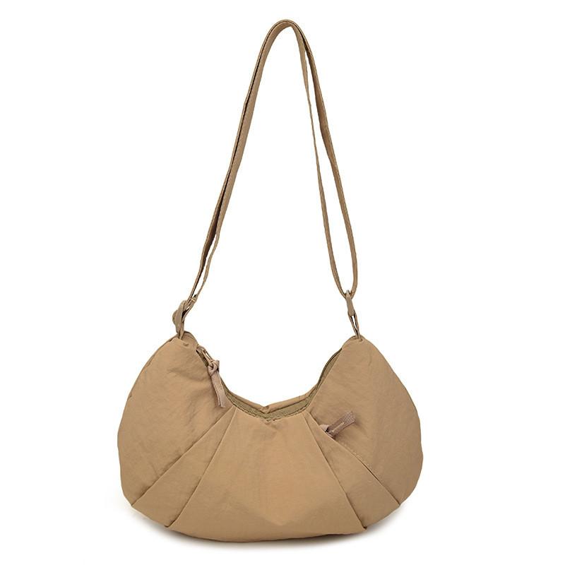 Borsa a tracolla casual in nylon da donna con chiusura a cerniera e tasca per telefono