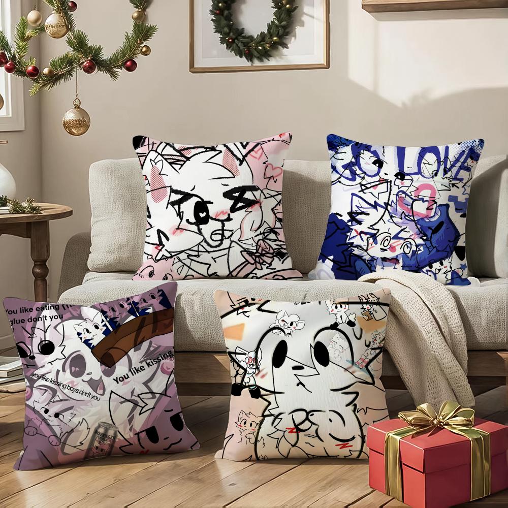 Boykisser Silly Cat Cushion Cover Pattern Printed Pillowcase For Living Room Sofa Cushion Cover & Bedroom Decor