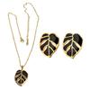 Leaf Pendant Necklace & Earrings Set - Fashionable Stainless Steel Clavicle Chain Jewelry