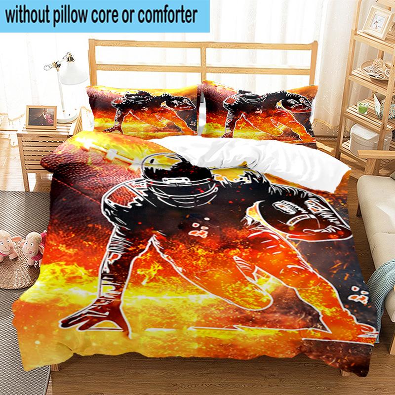 3PCS Football Player In Flames 3pcs Bedding,Including 3PCS Duvet Cover And 2pcs Pillowcases Perfect for Christmas,Ideal for Bedroom, Dormitory