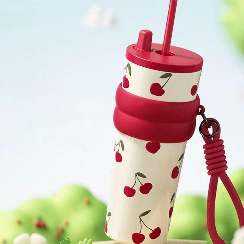 Stainless Steel Vacuum Thermos Cup Star Flower Print Coffee Mug Large Capacity Insulation Cup  Gift