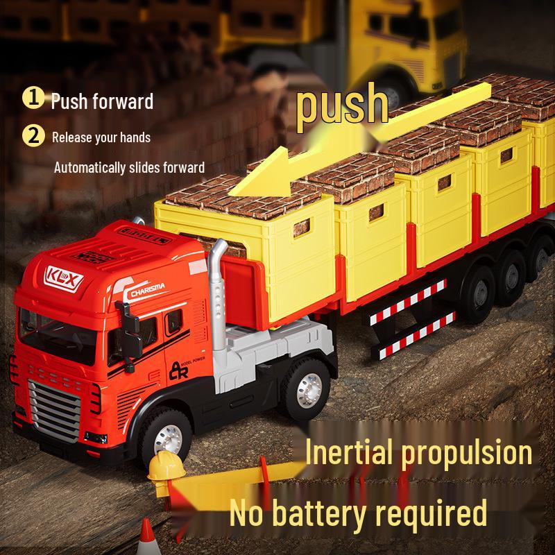Large Alloy Cargo Transport Simulation Trailer Toy Truck for Kids