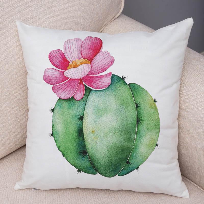 Sofa Zuhause Kissenbezug Aquarell Kaktus Dekorativer Druck Grüne Pflanze Kissen