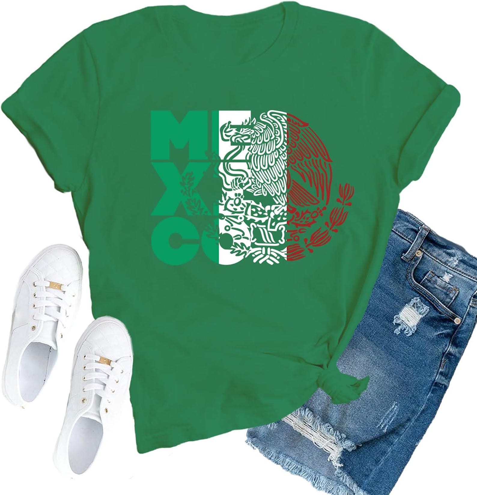 Mexico Flag Eagle Shirt Women s Patriotic Graphic Tee – Country Pride Apparel S