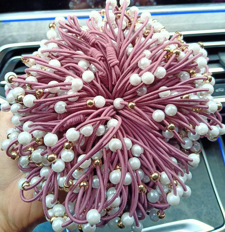 Pearl Hair Tie: Three-Layer Nine-Bead Headwear Accessory