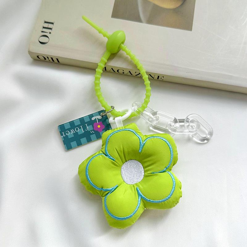Charming Flower Bag Accessory: Cute Girly Fabric Heart with Mobile Phone Chain