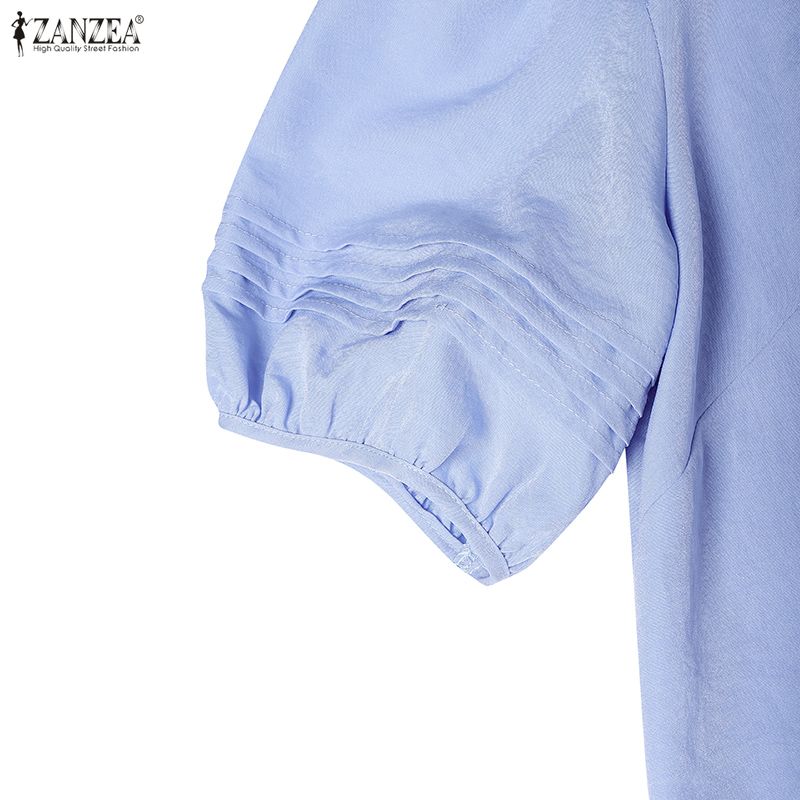 ZANZEA Women Casual Round Neck Summer Short Sleeve Dress