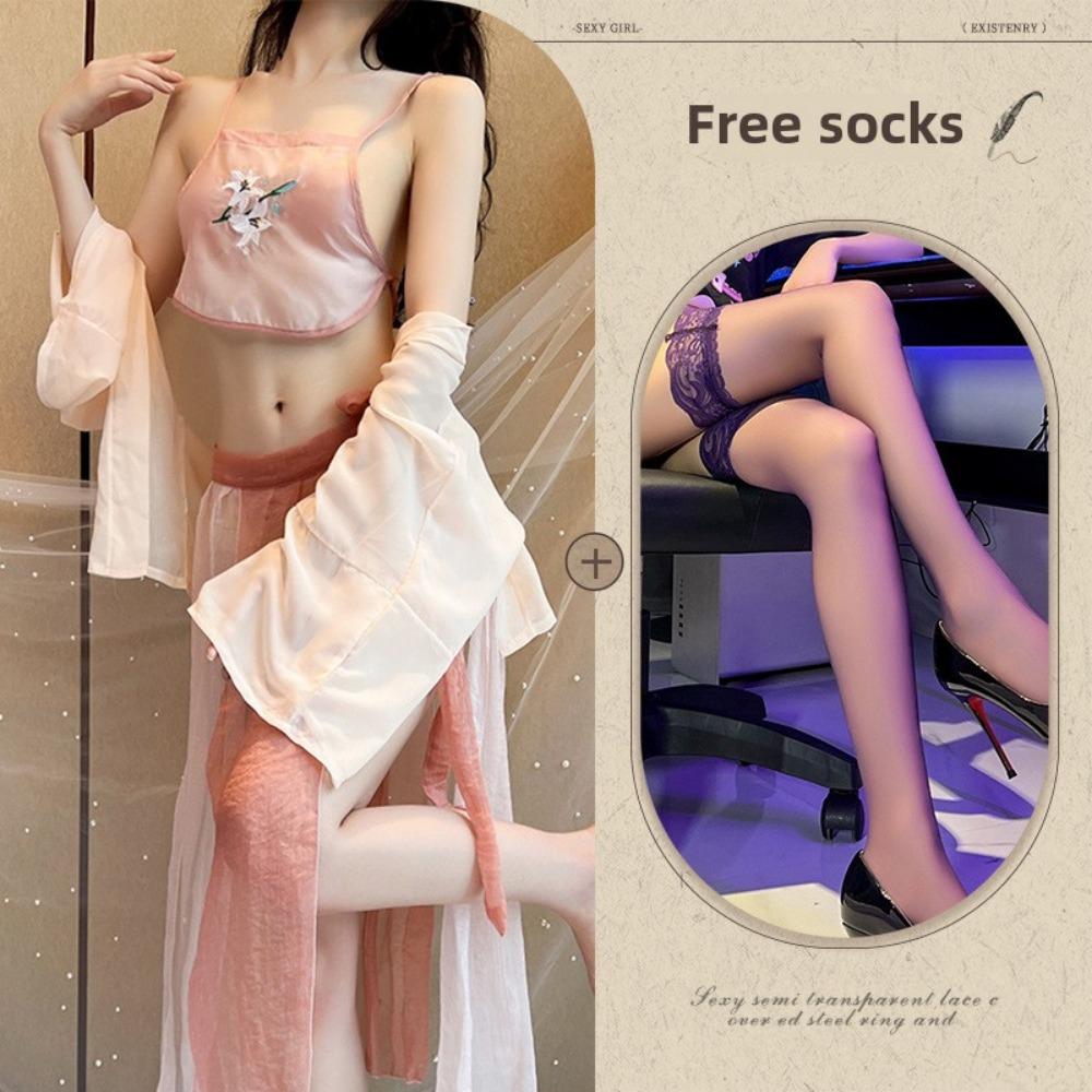 Sexy Lingerie Sexy Ancient Hanfu Republic of China Style Embroidered Pajamas Hot Uniform Seduction Suit