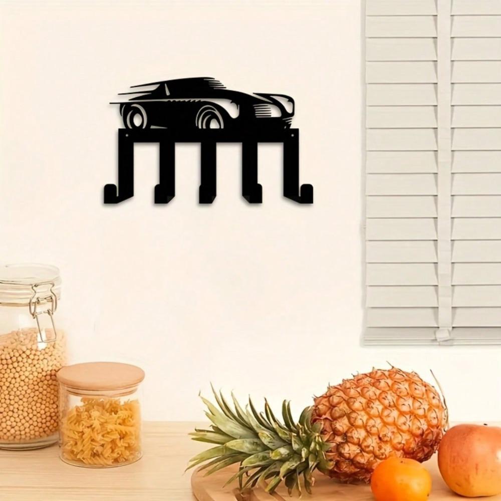 Vintage Metal Key Holder Wall Decor with 5 Hooks for Home